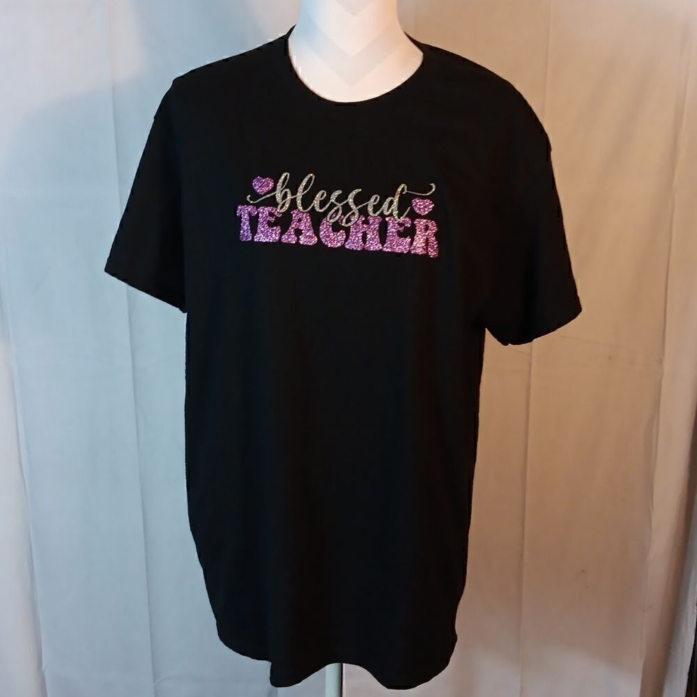 Blessed Teacher Glitter Tee